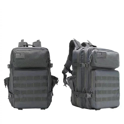 Oxford fabric waterproof backpack with large 45-litre capacity, multiple pockets, and comfortable padded straps for daily use and outdoor adventures