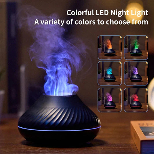 Elegant Flame Effect Aromatherapy Humidifier with Colour-Changing Lighting, a premium British-made product that enhances air quality and ambiance.