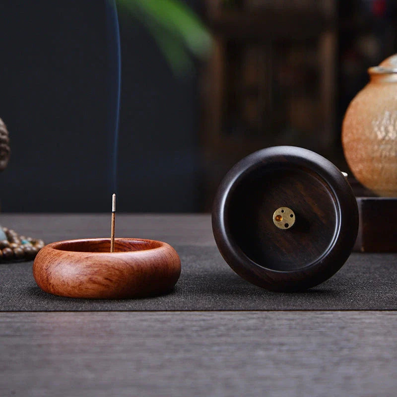 Elegant black sandalwood incense holder with multiple caliber burners for different sized incense sticks