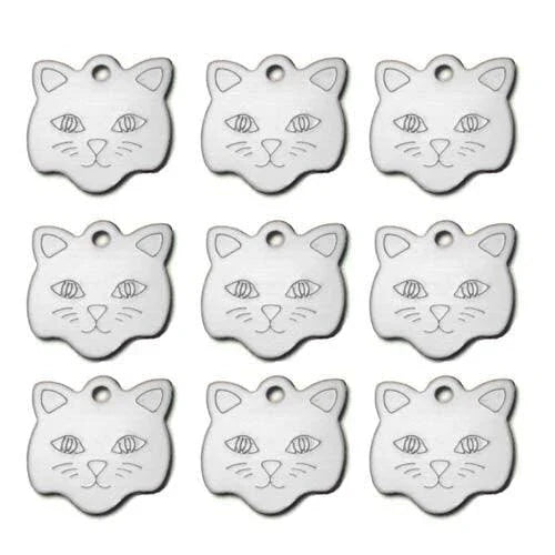 Customisable cat ID tags made from premium aluminium in a variety of vibrant colours