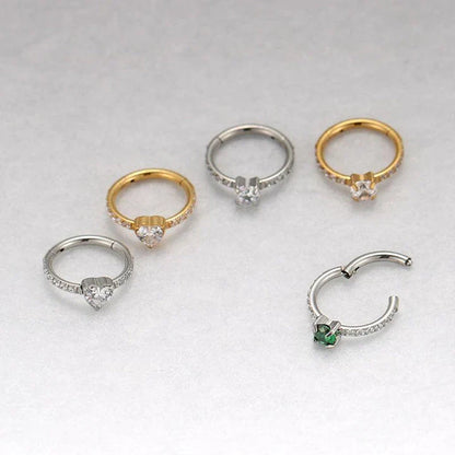 Elegant 8mm zircon stud earrings in white, green, and gold colours, showcasing premium quality and a timeless design