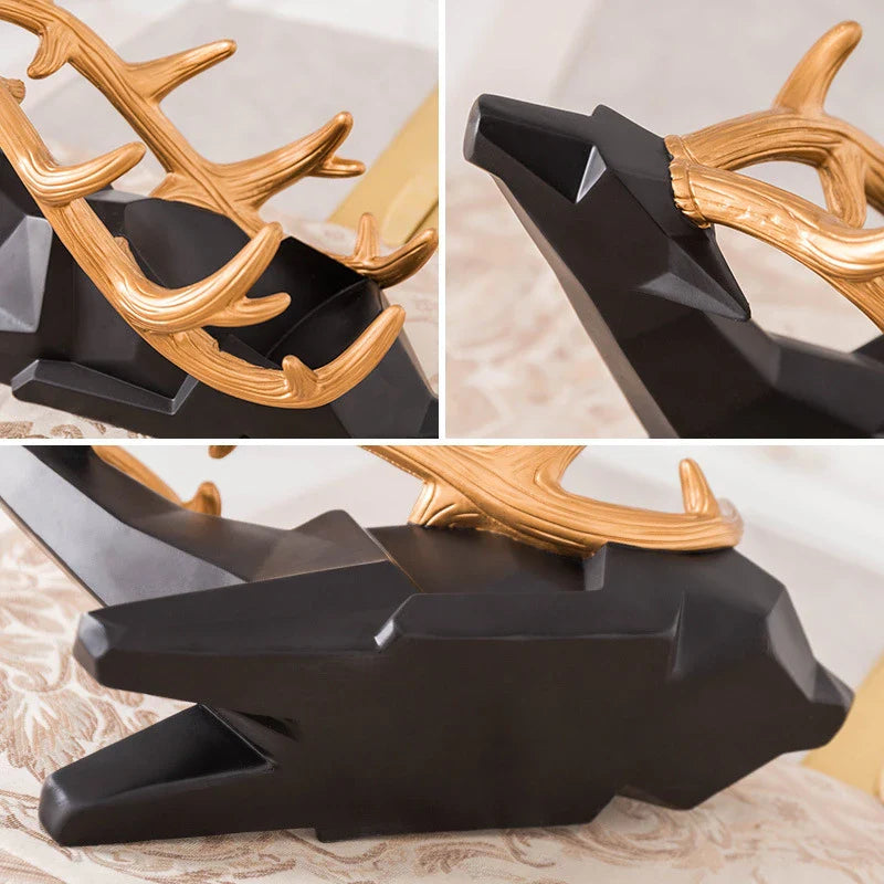 Elegant Nordic-style wine rack with deer decoration, perfect for dining table decor