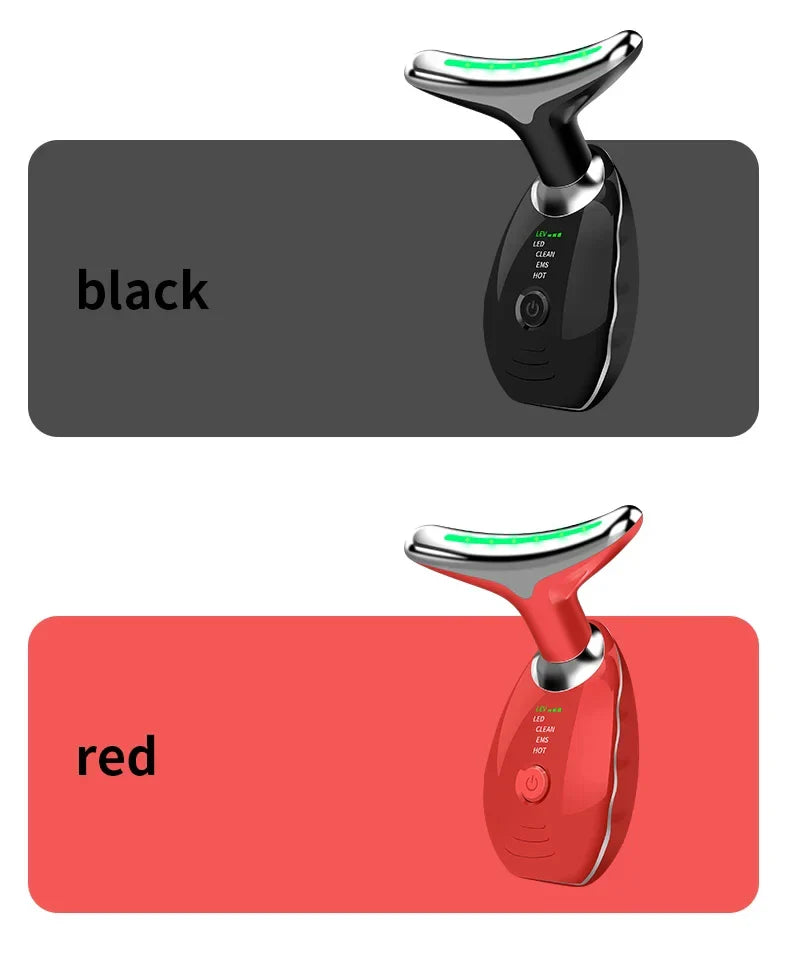 Neck and Face Beauty Device with Colorful LED Photon Therapy for Skin Tightening, Wrinkle Reduction and Double Chin Removal