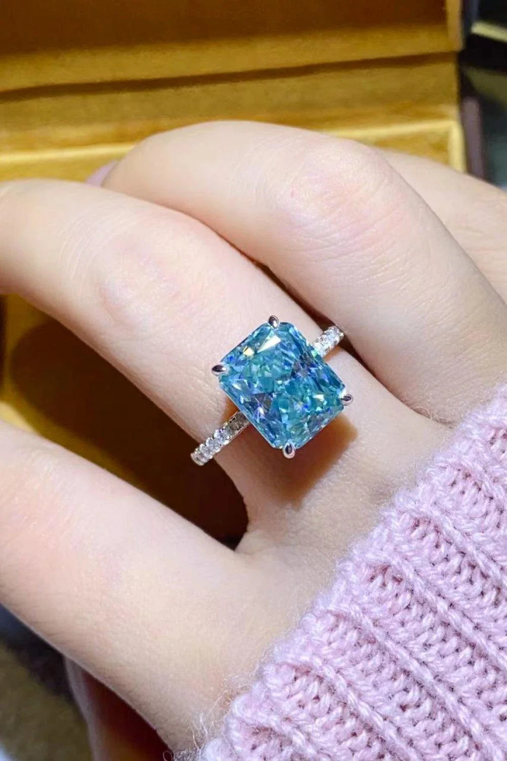 Elegant 2 carat moissanite ring in sleek 925 sterling silver with platinum plating