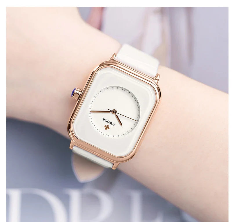 Elegant Quartz Ladies Watch with a sleek, square-shaped face and a high-quality quartz movement, the perfect accessory for the modern British woman.