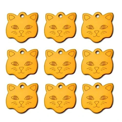 Customisable cat ID tags made from premium aluminium in a variety of vibrant colours