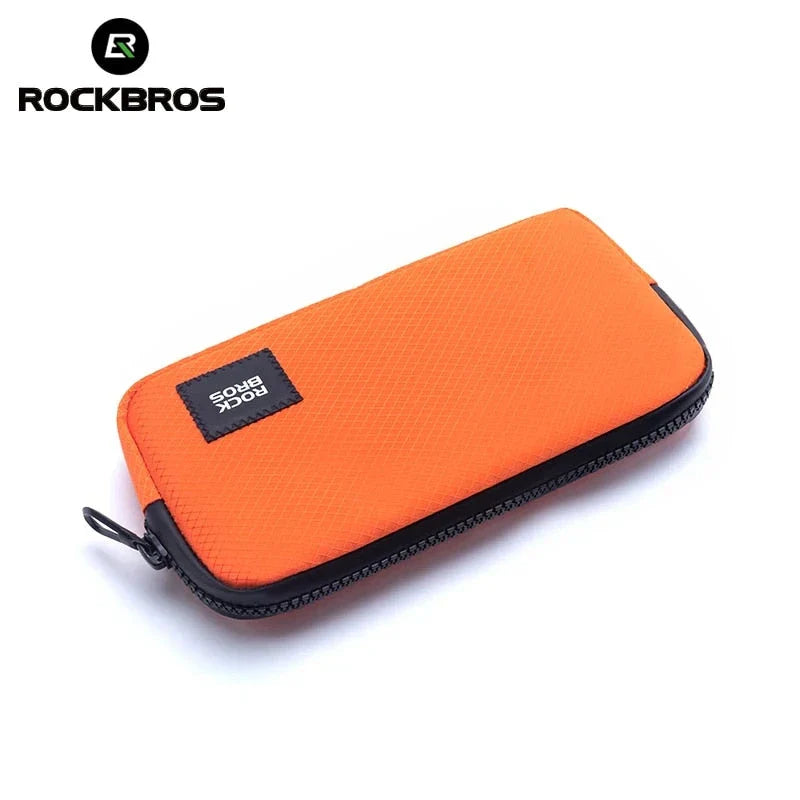 Compact cycling wallet in turquoise colour with zipper closure and compartments for storing phone, coins, and other small items