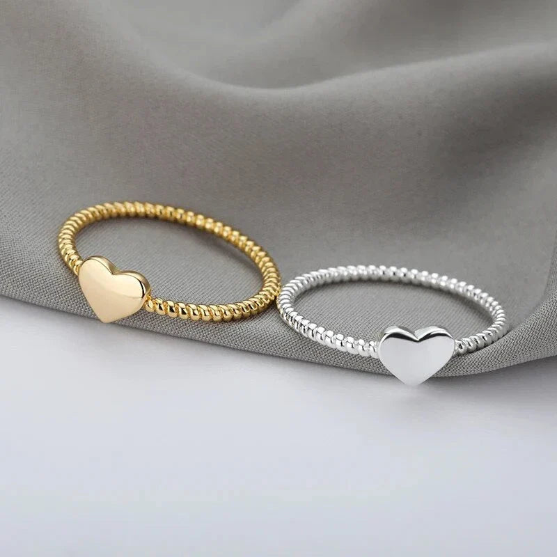 Homeenjoy UK Elegant Heart-Shaped Love Ring in Stainless Steel & Copper - Timeless Bridal Jewellery