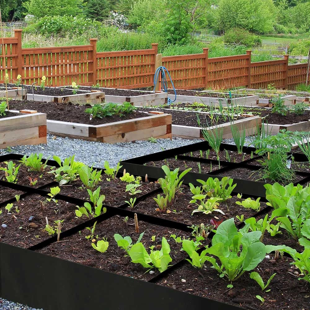 Modular felt raised garden beds with adjustable grid system for customisable gardening layouts