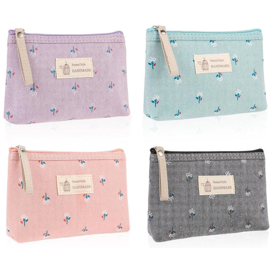Floral Canvas Cosmetic Bag with Vibrant Flower Pattern for Stylish Travel and Makeup Organisation