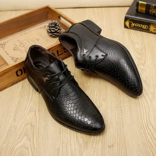 Pair of classic, British-style pointed toe formal leather shoes for men