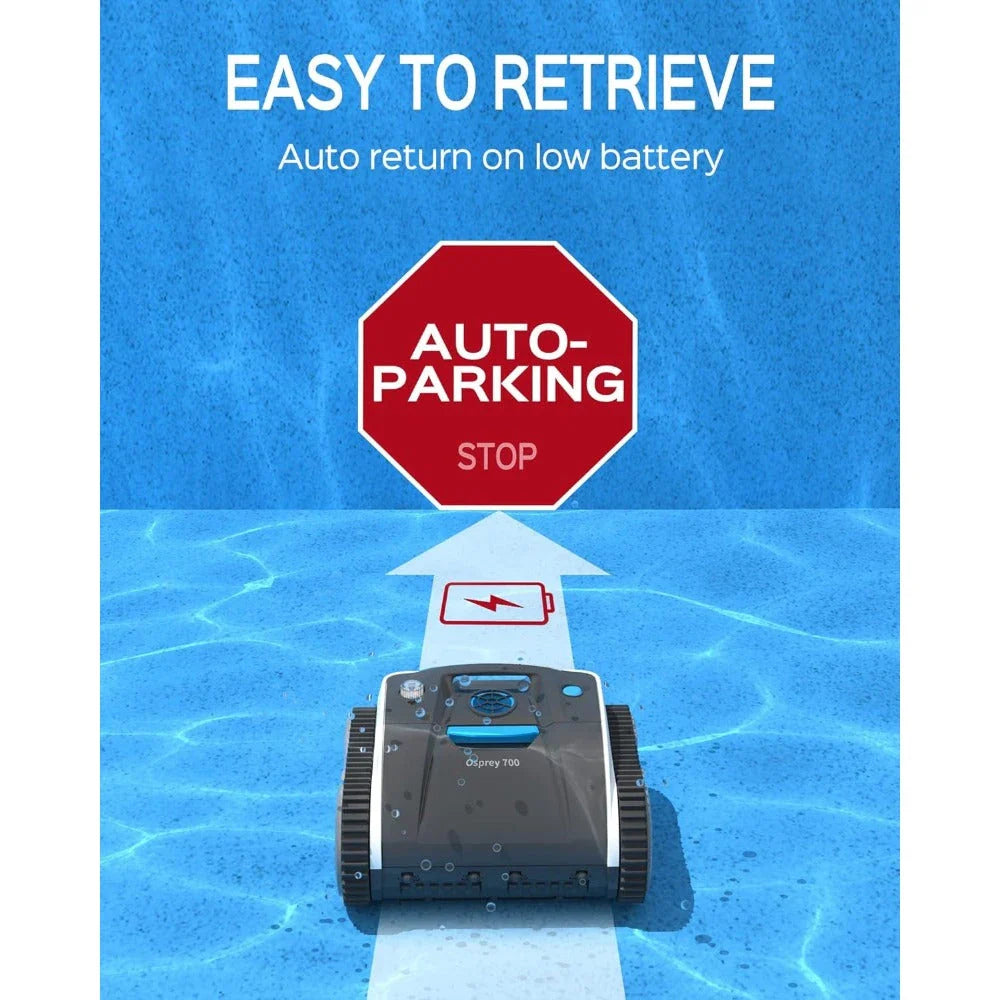 Cordless robotic pool vacuum cleaner with powerful suction and intelligent navigation for effortless cleaning of large in-ground pools