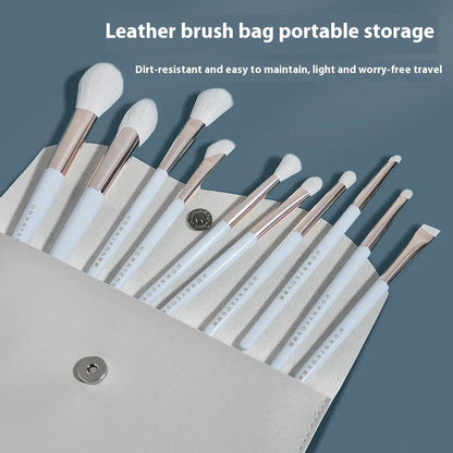 Deluxe 10-Piece Portable Makeup Brush Set with Premium Synthetic Fibres for Flawless, Radiant Makeup Application
