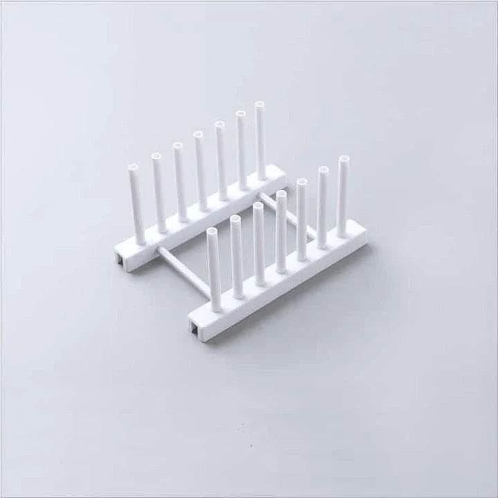 Premium kitchen plate and lid organiser rack with adjustable dividers and sleek white design