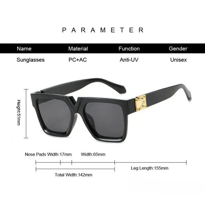 Chic and stylish square sunglasses with a durable plastic frame and premium acrylic lenses for women in the UK