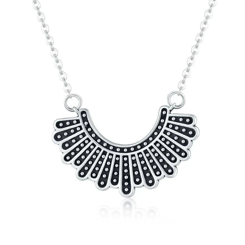 Elegant silver necklace inspired by the iconic 'dissenting' collar worn by Supreme Court Justice Ruth Bader Ginsburg