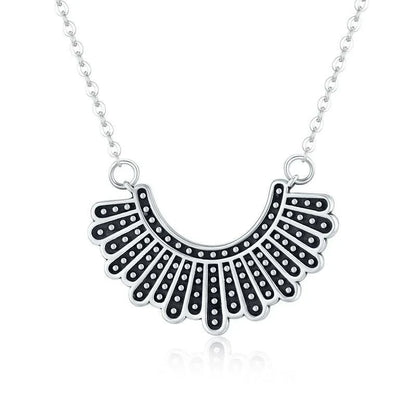 Elegant silver necklace inspired by the iconic 'dissenting' collar worn by Supreme Court Justice Ruth Bader Ginsburg