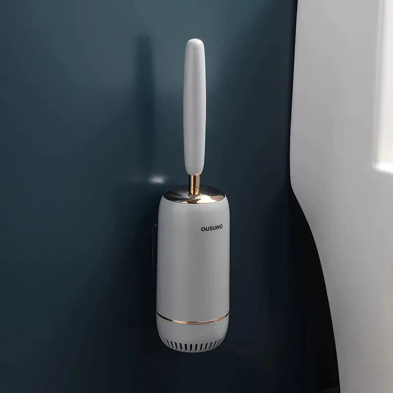 Long Handle Silicone Toilet Brush with Ergonomic Design, Scratch-Resistant Bristles, and Convenient Wall-Mounted Storage
