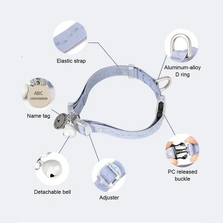 Adjustable Comfort Collar for Cats & Small Dogs in various colours, including black, blue, purple, and red