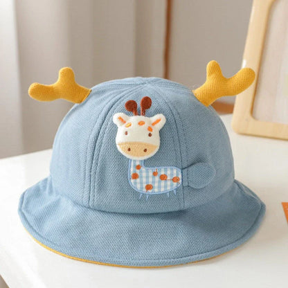 Adorable baby bucket hat with cute cartoon animal designs and playful ears, perfect for sun protection and style