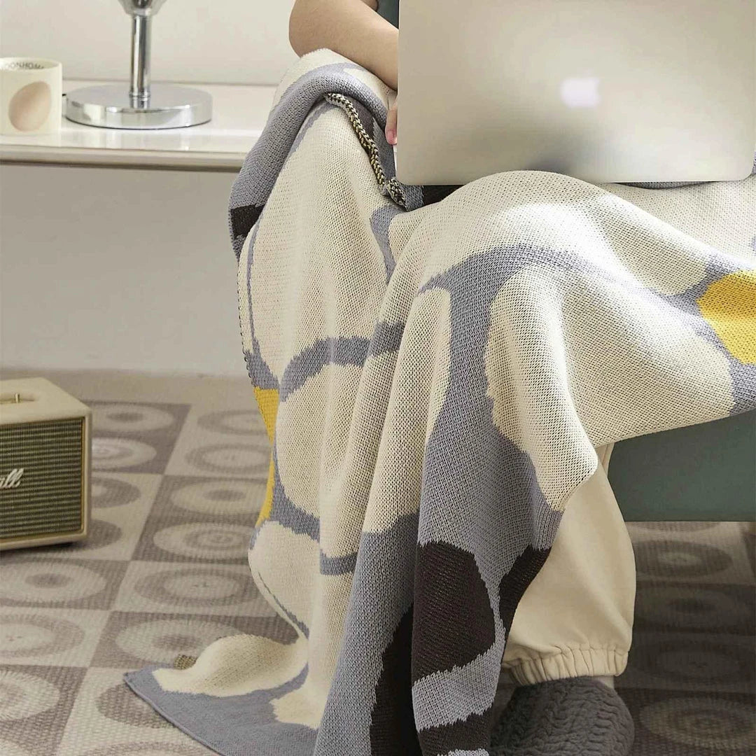Pastoral Floral Leaves Cotton Throw Blanket in various colours, featuring a nature-inspired design for cosy home decor