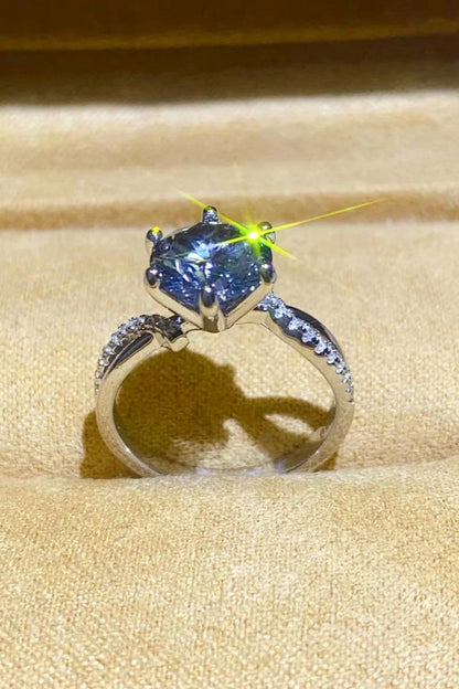 Elegant 2 carat Moissanite ring in a captivating smokey grey hue, hand-crafted in 925 sterling silver with sparkling zircon accents