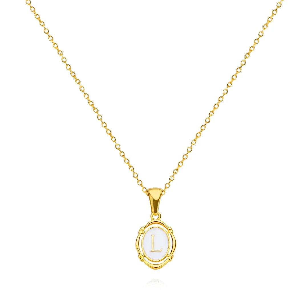 Elegant gold-tone letter pendant necklace with innovative drip oil design and integrated fitness tracker