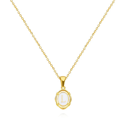 Elegant gold-tone letter pendant necklace with innovative drip oil design and integrated fitness tracker