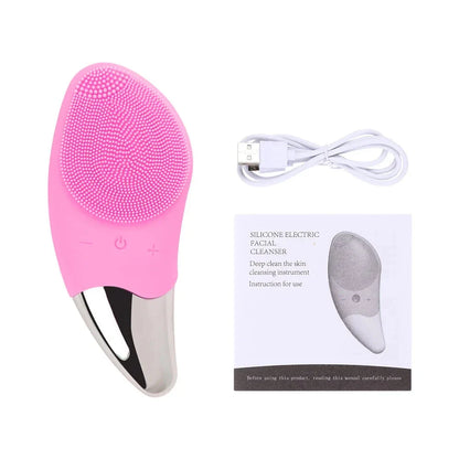 Electric Sonic Ultrasonic Silicone Face Cleansing Brush with four adjustable speed settings for customised skincare