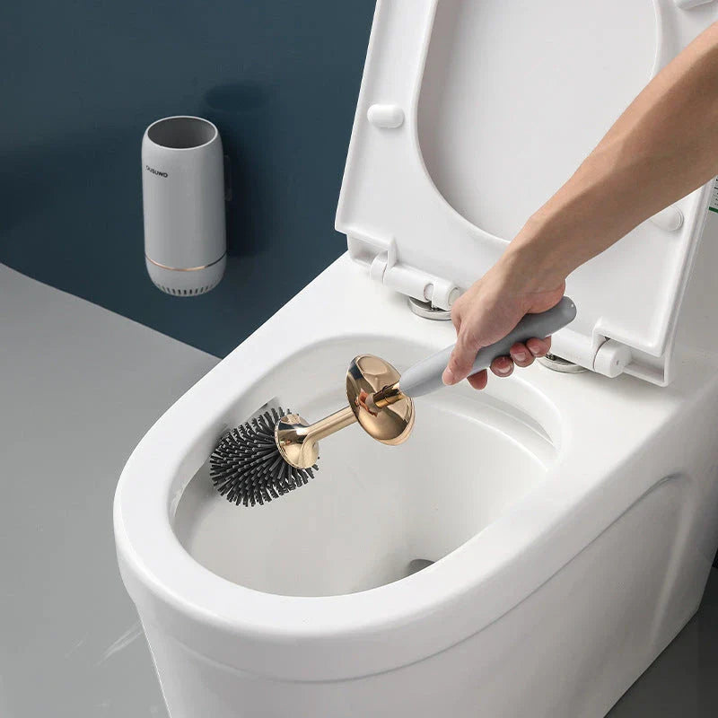 Long Handle Silicone Toilet Brush with Ergonomic Design, Scratch-Resistant Bristles, and Convenient Wall-Mounted Storage