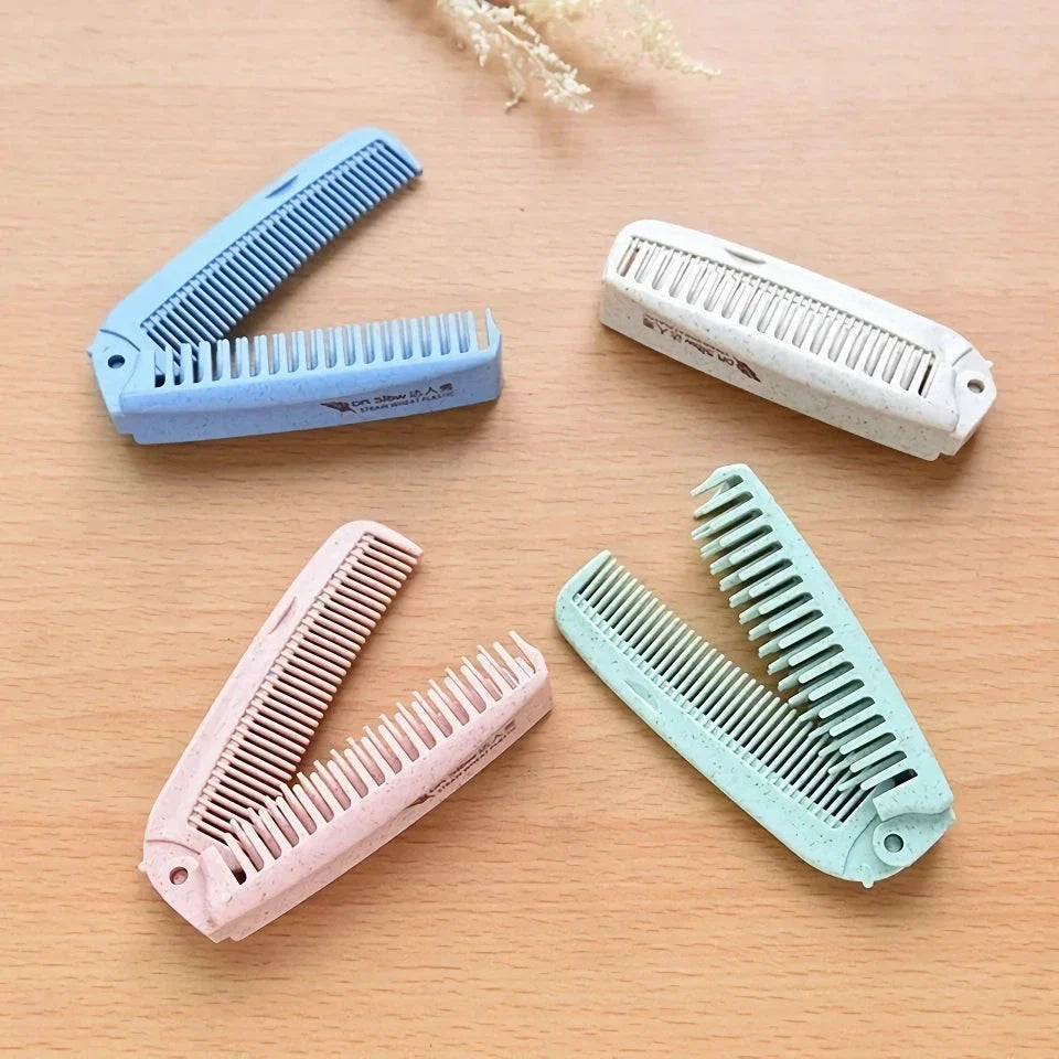 Premium folding anti-static hair brush and comb made from sustainable wheat straw materials for effortless and frizz-free styling