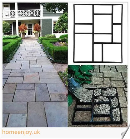Durable, reusable plastic DIY paving mould for creating customized garden paths and patios