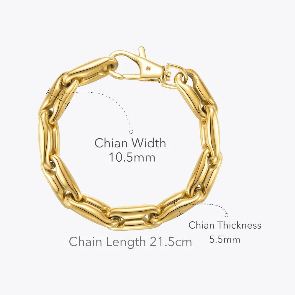 18-Carat Gold-Plated Chunky Chain Bracelet with Robust Titanium Steel Construction
