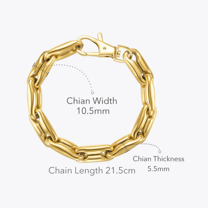 18-Carat Gold-Plated Chunky Chain Bracelet with Robust Titanium Steel Construction