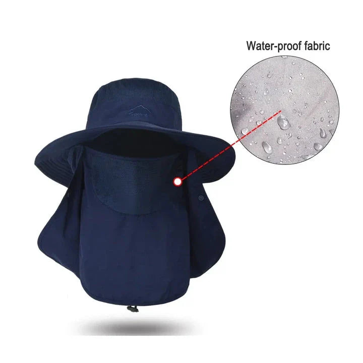Premium fisherman cap with quick-drying fabric, UV protection, and removable face and neck cover
