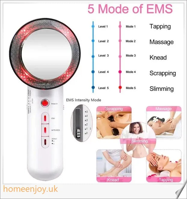 Ultrasonic Cavitation Fat Burner Device with Infrared Therapy and Microcurrent for Body Slimming and Anti-Cellulite Treatment