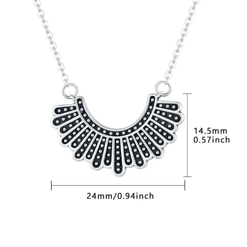 Elegant silver necklace inspired by the iconic 'dissenting' collar worn by Supreme Court Justice Ruth Bader Ginsburg