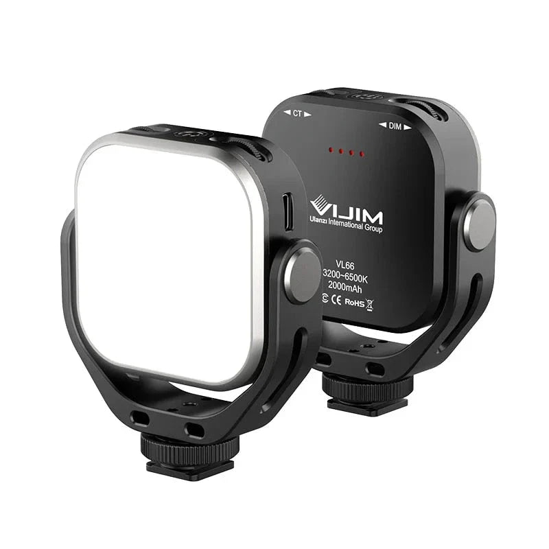 Adjustable bi-colour LED video light with 360-degree rotation bracket, rechargeable and portable fill light for DSLR, SLR and mobile devices