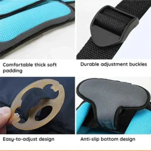Adjustable infant car seat cushion with 5-point harness, plush padding, and foldable design for safe and comfortable travel with children