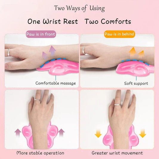 Ergonomic cat paw computer mouse wrist rest support in grey colour