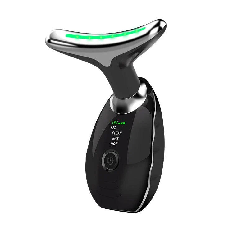 Neck and Face Beauty Device with Colorful LED Photon Therapy for Skin Tightening, Wrinkle Reduction and Double Chin Removal