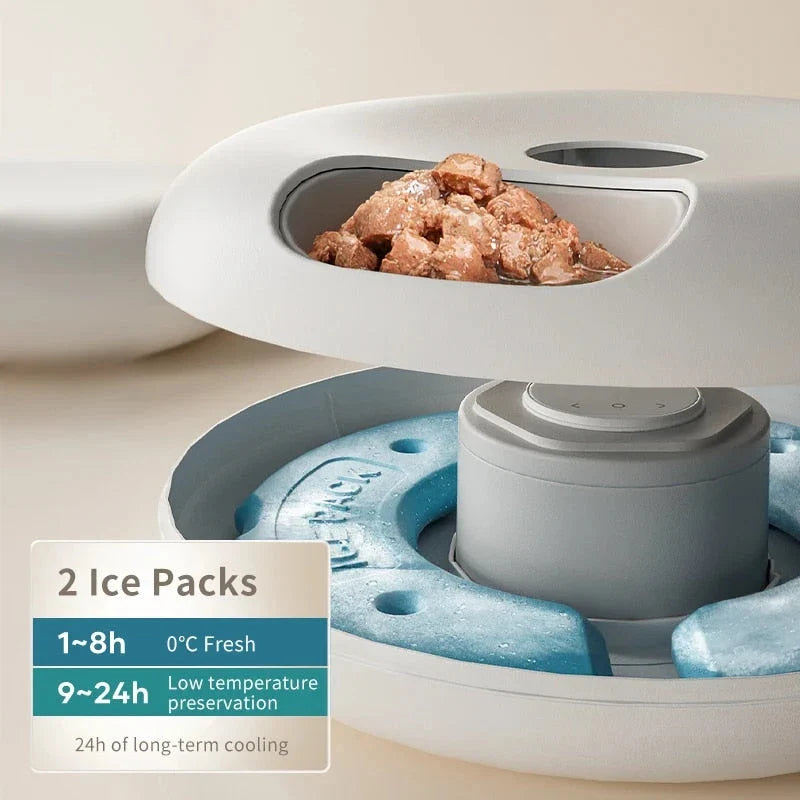 Automatic 6-Meal Pet Feeder for Cats - Dispenses Wet and Dry Food with Customizable Meal Times and Portion Control