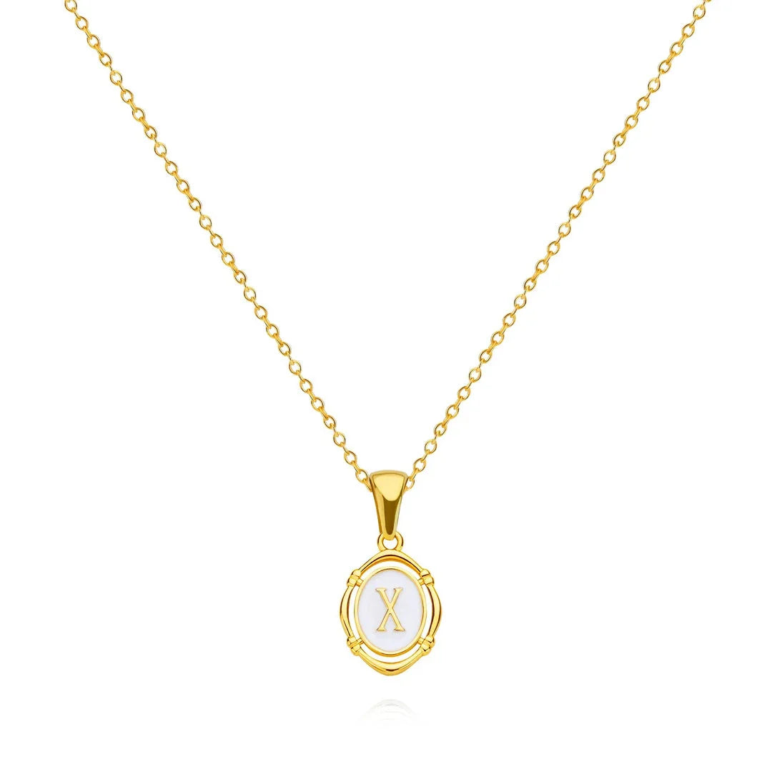 Elegant gold-tone letter pendant necklace with innovative drip oil design and integrated fitness tracker
