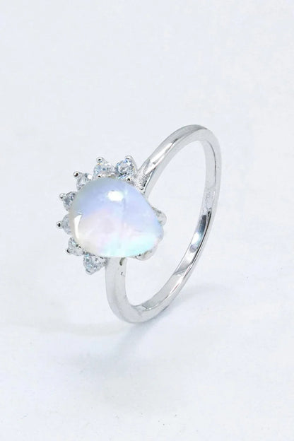Elegant 925 sterling silver ring featuring a natural moonstone with a captivating blue-violet shimmer
