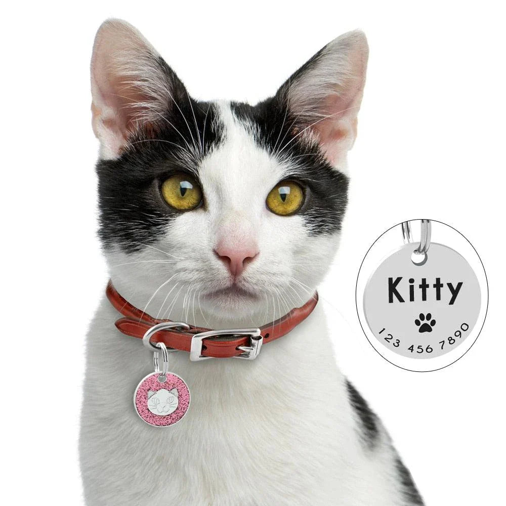 Premium stainless steel ID tag with personalised engraving and glitter accent, a stylish accessory for everyday use