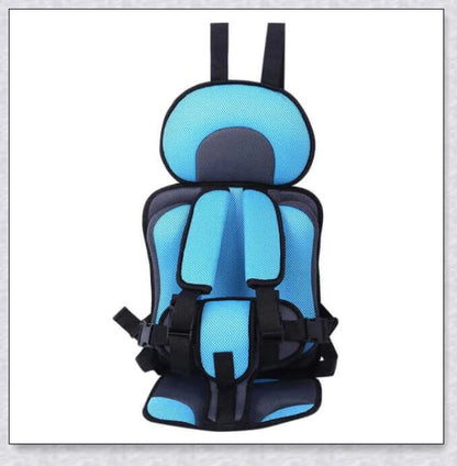 Adjustable infant car seat cushion with 5-point harness, plush padding, and foldable design for safe and comfortable travel with children