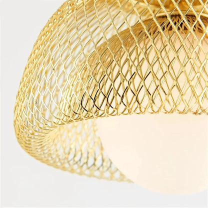 Elegant modern Nordic-inspired copper LED pendant light with a gold lampshade, providing focused illumination for bedrooms, dining rooms, kitchens, and living areas.