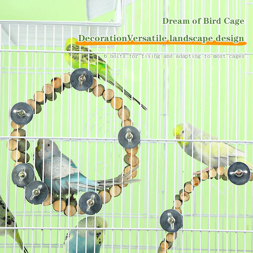 Adjustable wooden parrot climbing ladder for cage, made from premium natural wood material