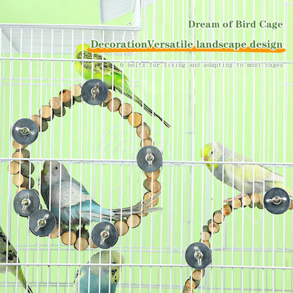 Adjustable wooden parrot climbing ladder for cage, made from premium natural wood material