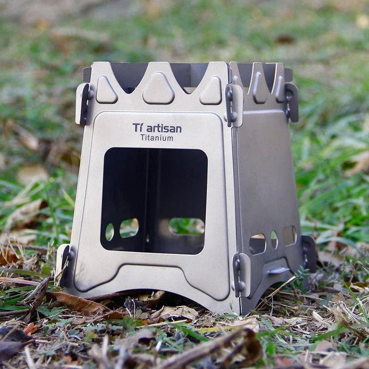 Compact Titanium Pocket BBQ Grill with Foldable and Adjustable Design for Outdoor Cooking